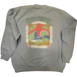 Billabong Crew Neck Sweatshirt Powder Blue with Beach Wave Design Oversized‎ L